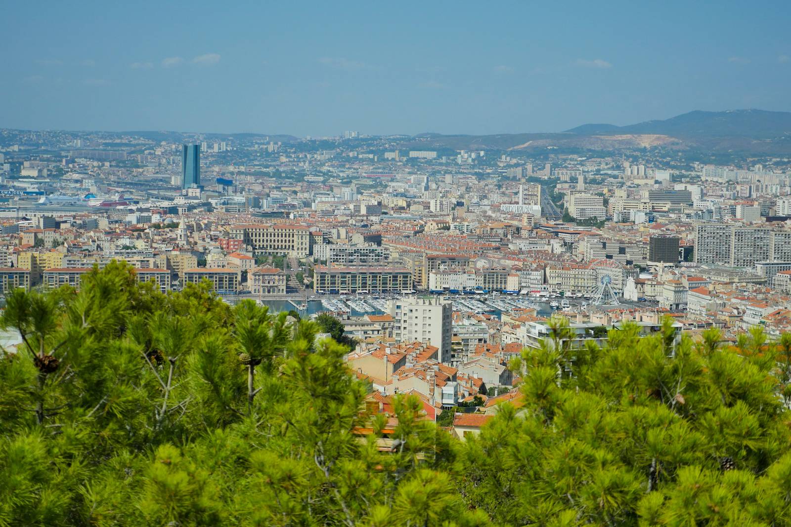 Basilica of Notre Dame de la Garde and old port in Marseille, France, Europe