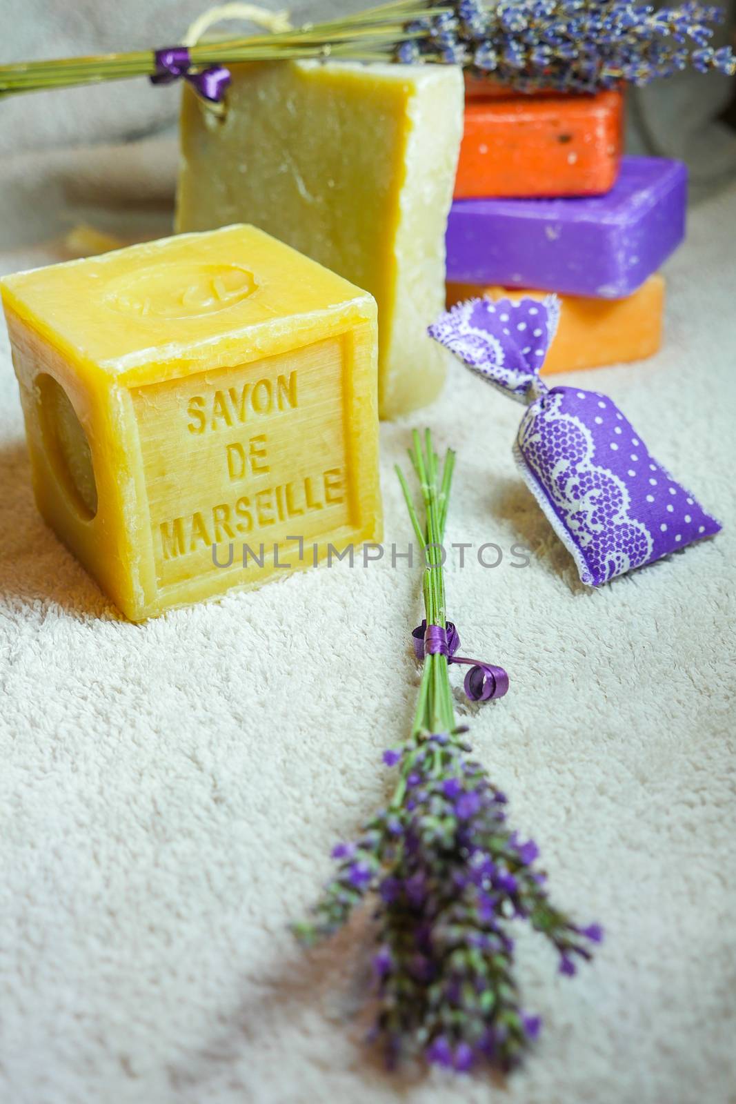 Marseille soap natural Multicolor soaps handmade with organic oil of lavender ond another flowers