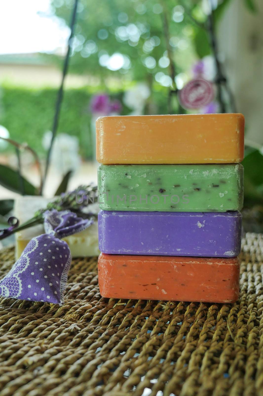 Marseille soap natural Multicolor soaps handmade with organic oil of lavender ond another flowers