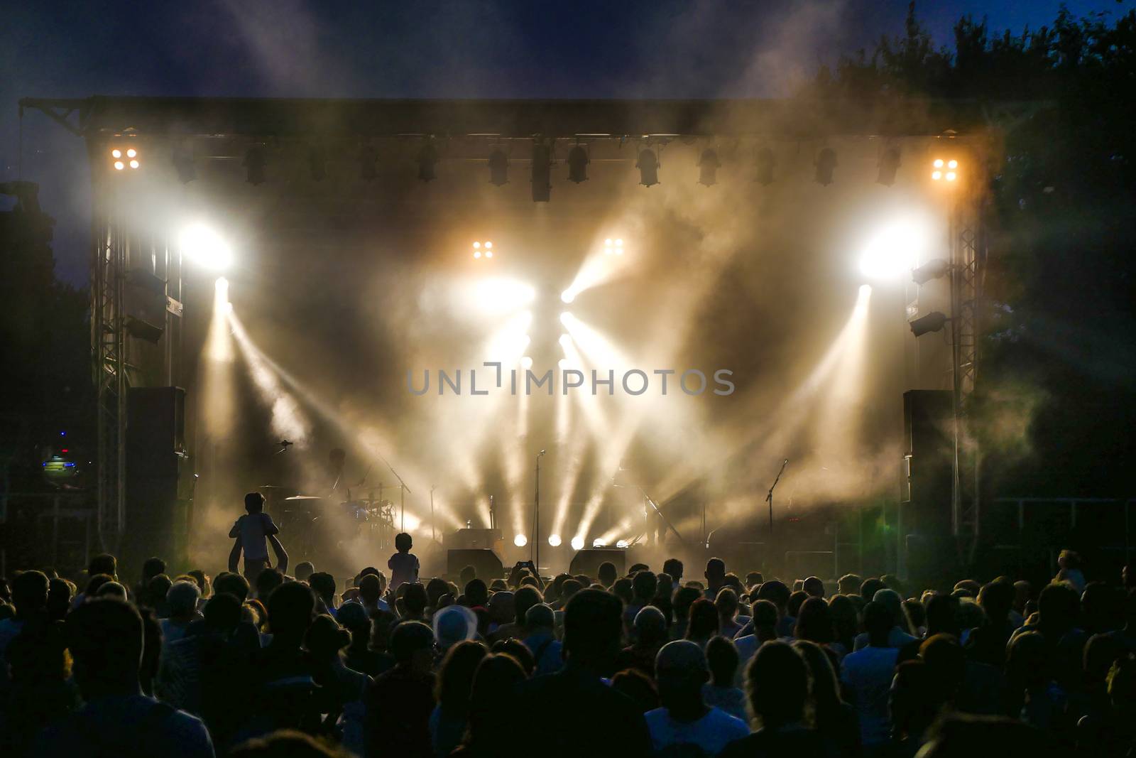 Rock concert. Light show,Public, France, Europe