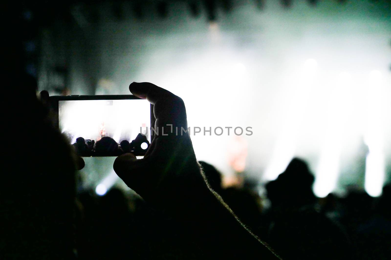 Rock concert. Light show,Public, France, Europe