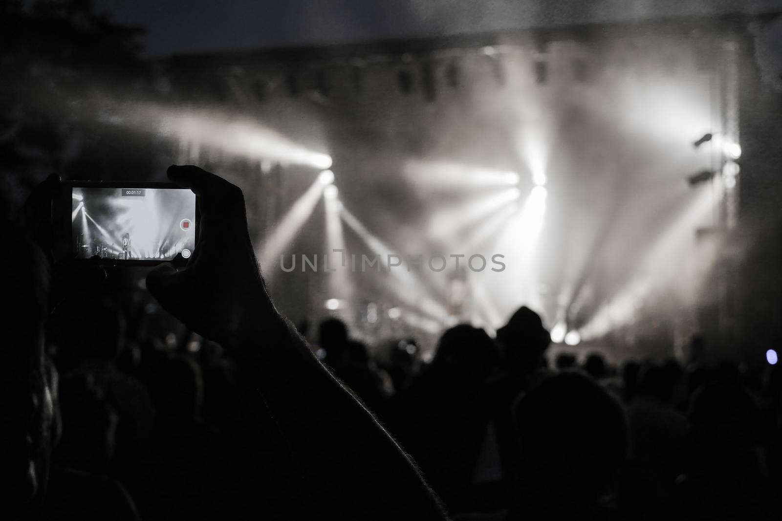 Rock concert. Light show,Public, France, Europe