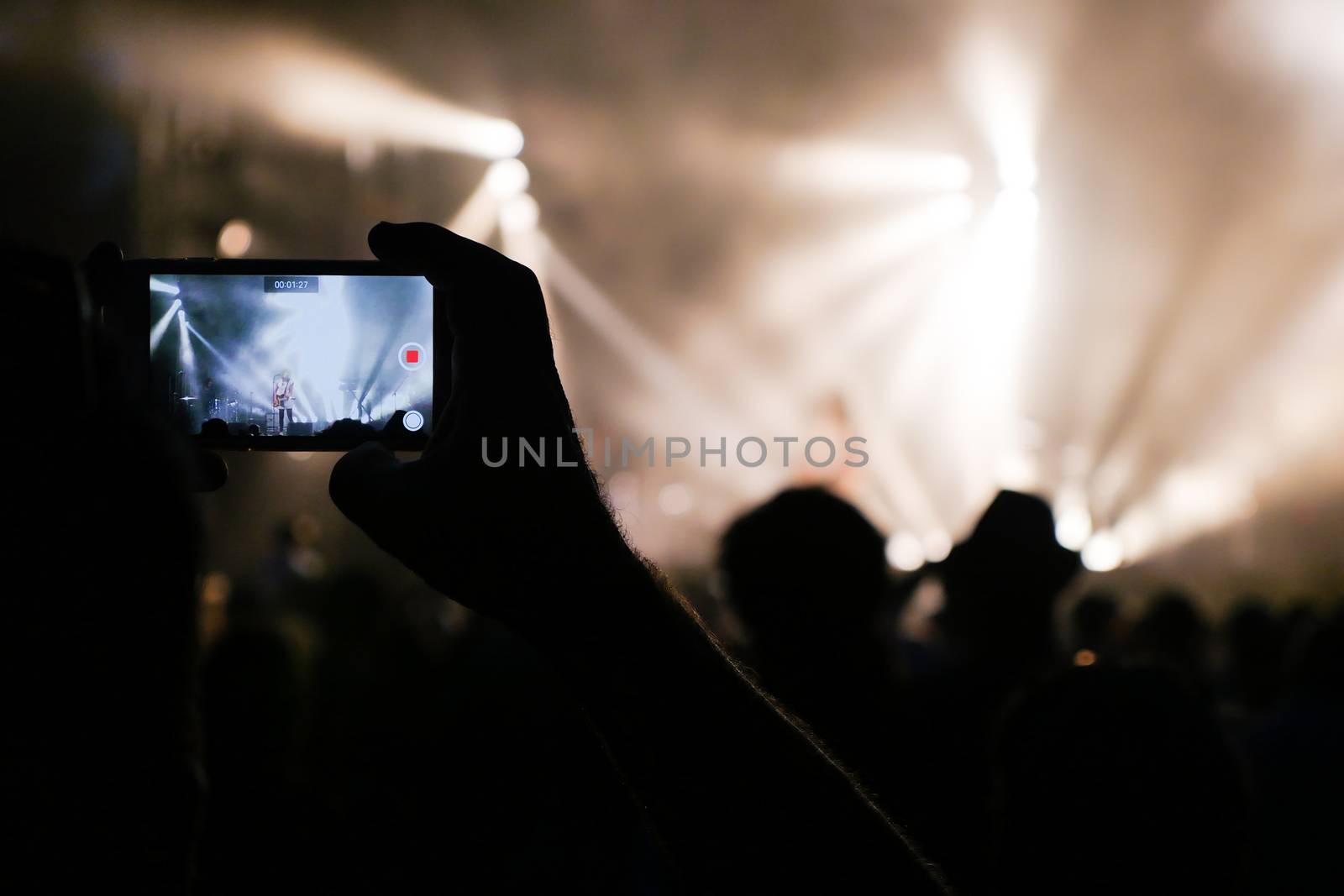Rock concert. Light show,Public, France, Europe