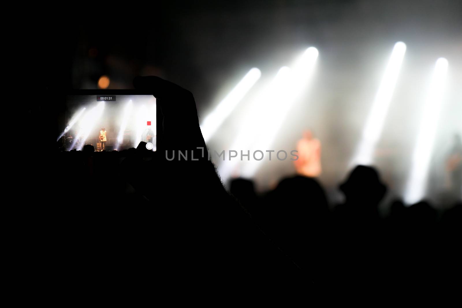 Rock concert. Light show,Public, France, Europe