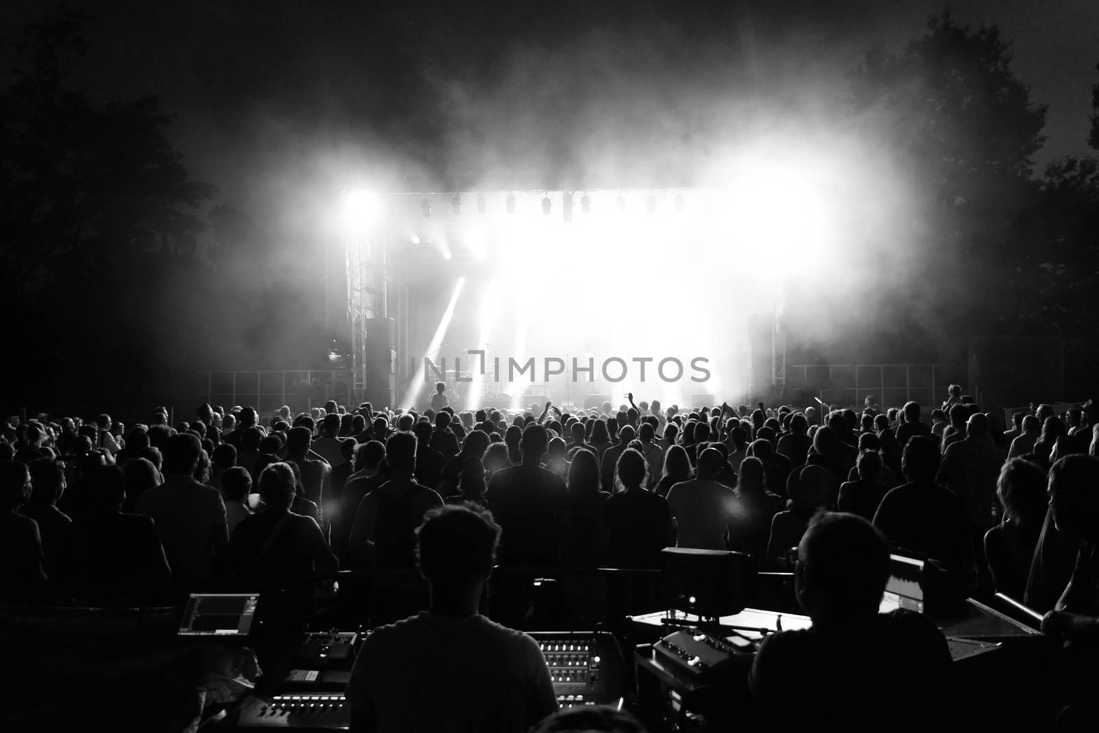Rock concert. Light show,Public, France, Europe