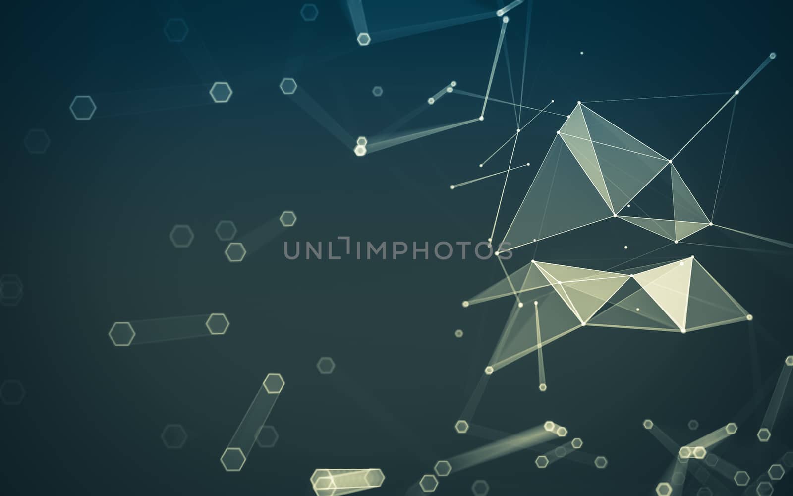 Abstract polygonal space low poly dark background with connecting dots and lines. Connection structure. 3d rendering