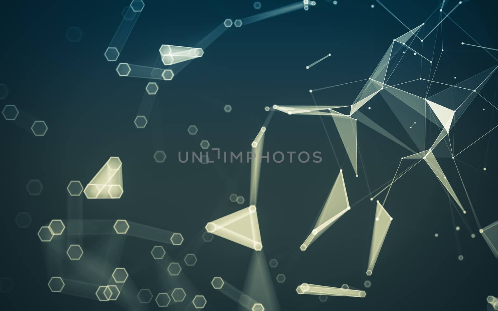 Abstract polygonal space low poly dark background with connecting dots and lines. Connection structure. 3d rendering