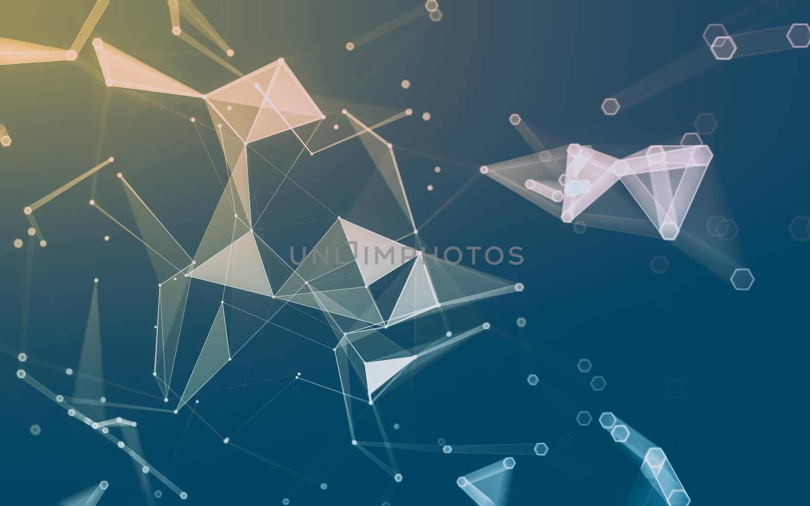 Abstract polygonal space low poly dark background with connecting dots and lines. Connection structure. 3d rendering