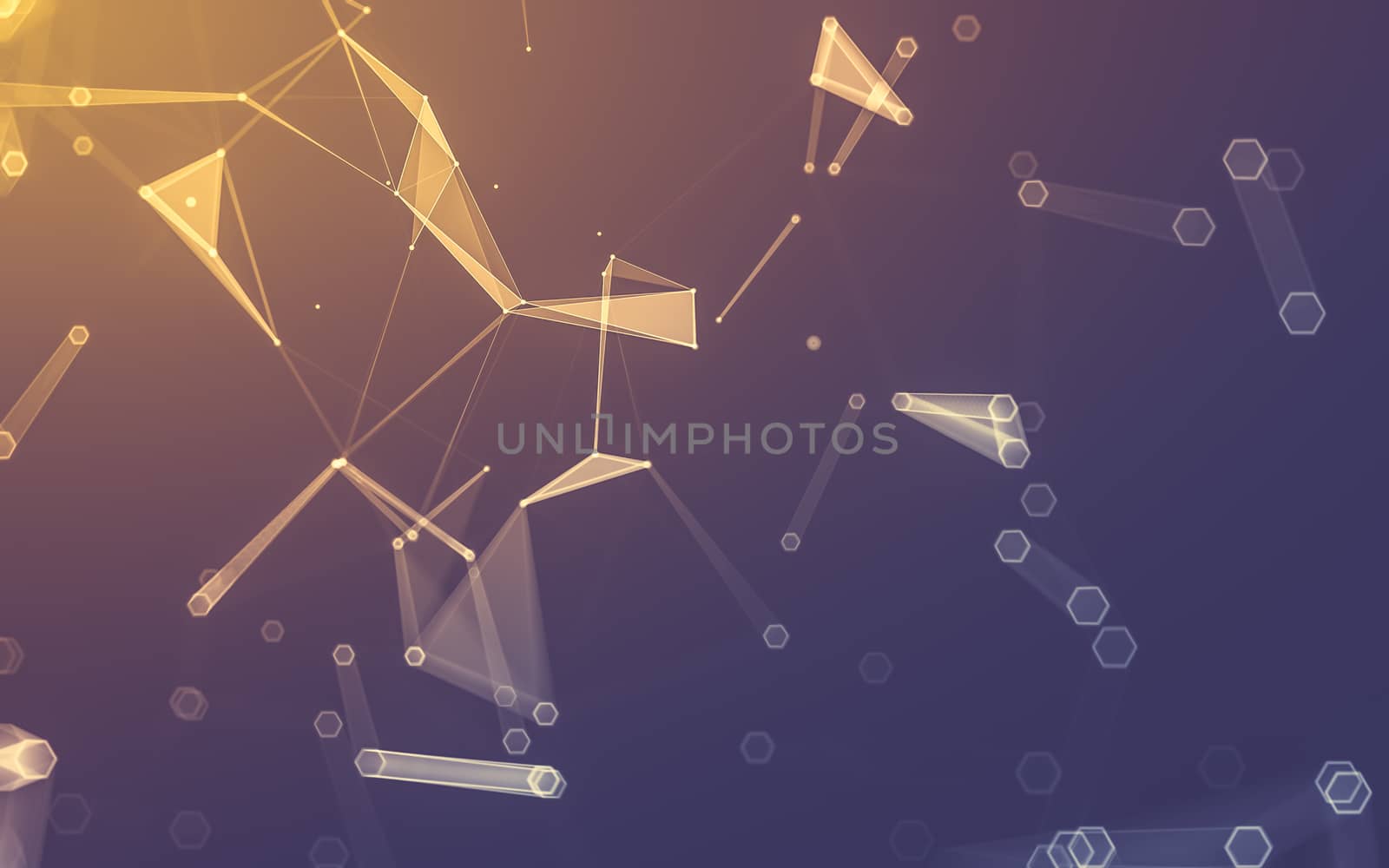 Abstract polygonal space low poly dark background with connecting dots and lines. Connection structure. 3d rendering