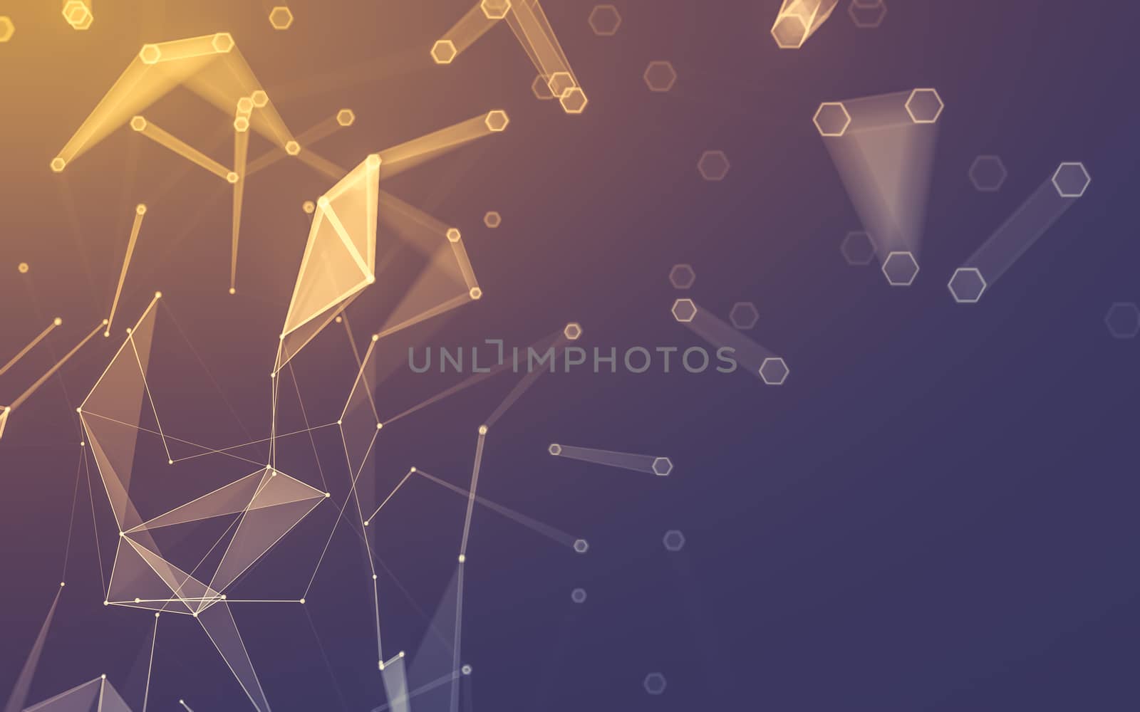 Abstract polygonal space low poly dark background with connecting dots and lines. Connection structure. 3d rendering