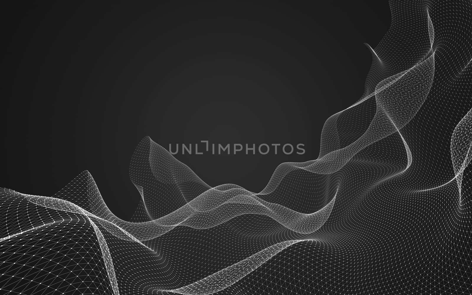 Abstract polygonal space low poly dark background with connecting dots and lines. Connection structure. 3d rendering