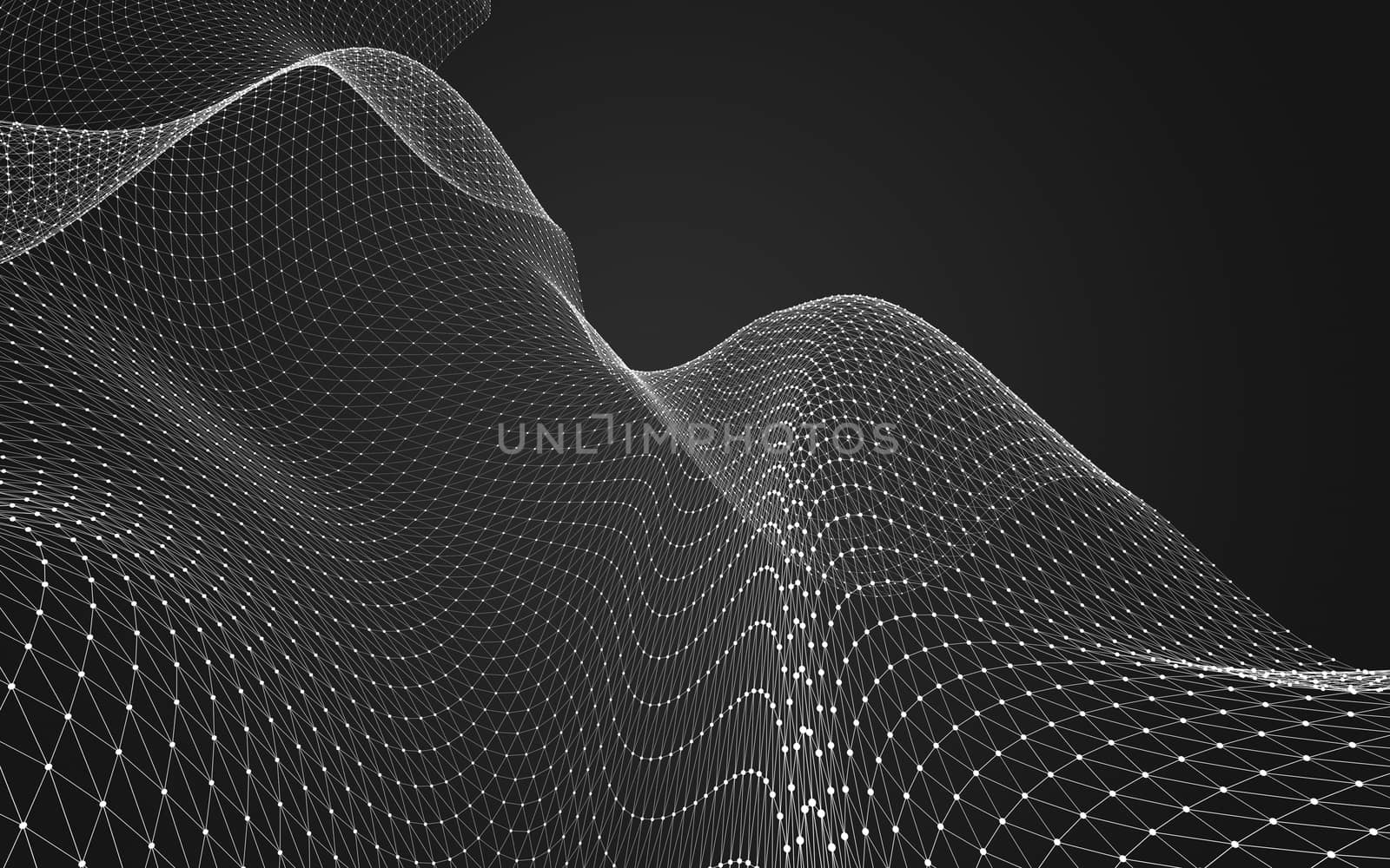 Abstract polygonal space low poly dark background with connecting dots and lines. Connection structure. 3d rendering