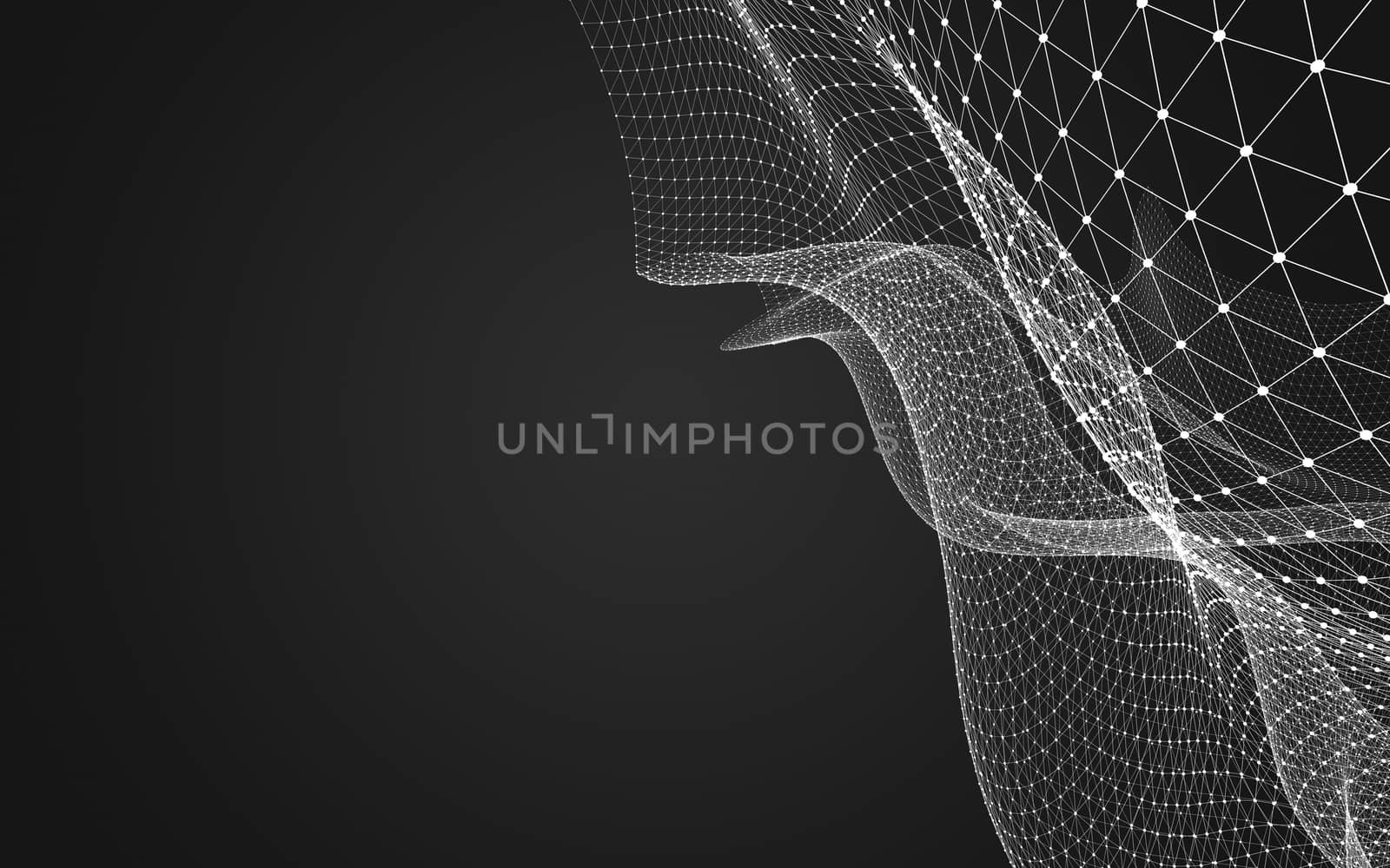 Abstract polygonal space low poly dark background with connecting dots and lines. Connection structure. 3d rendering