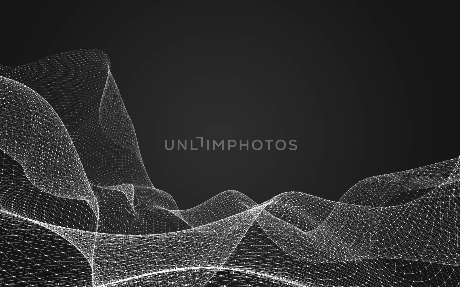 Abstract polygonal space low poly dark background with connecting dots and lines. Connection structure. 3d rendering