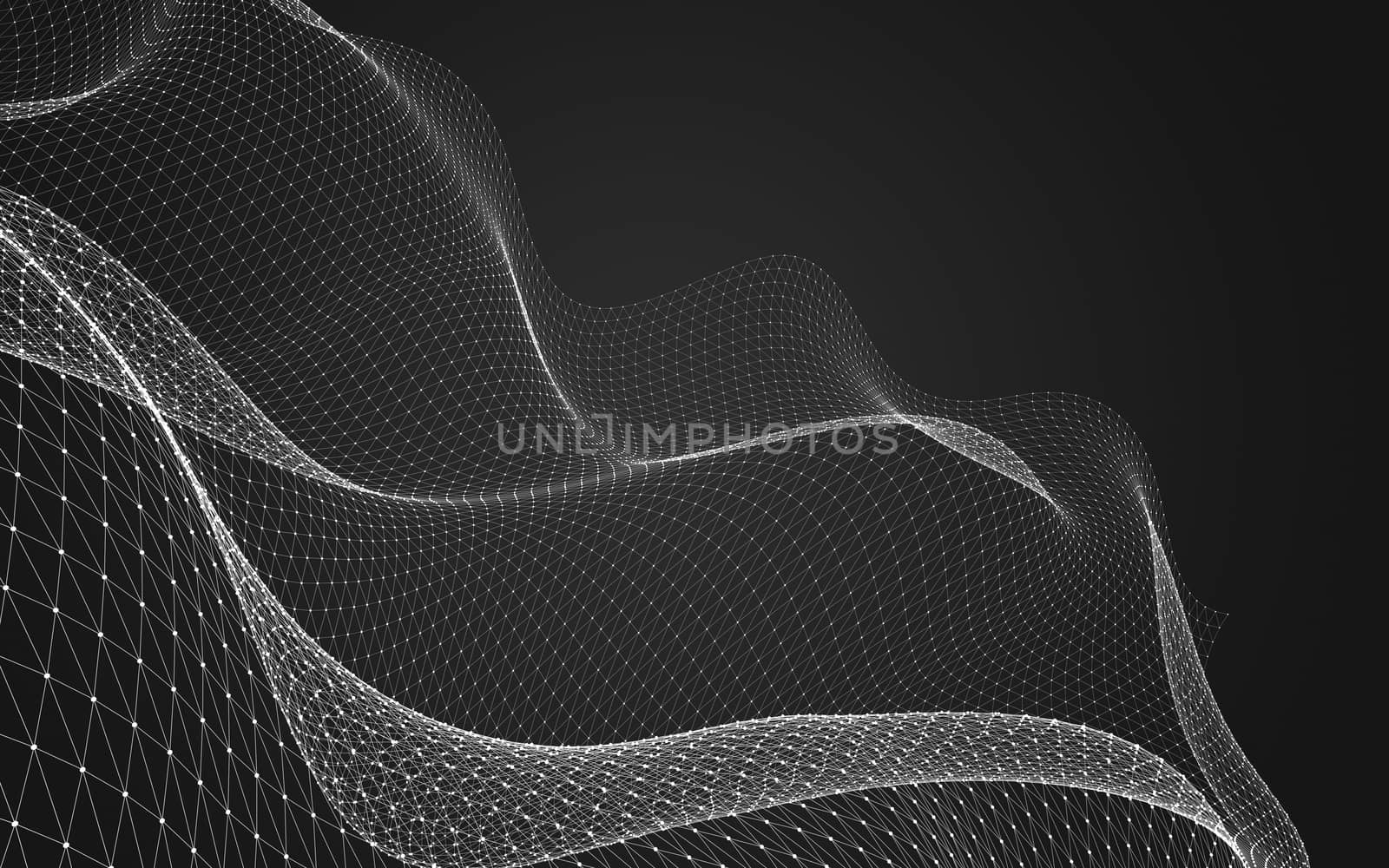 Abstract polygonal space low poly dark background with connecting dots and lines. Connection structure. 3d rendering