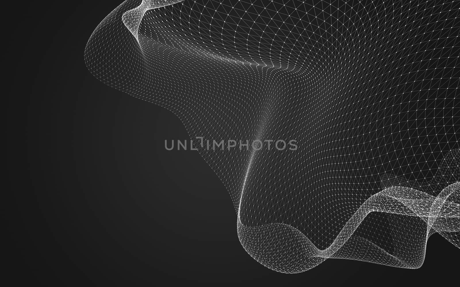 Abstract polygonal space low poly dark background with connecting dots and lines. Connection structure. 3d rendering