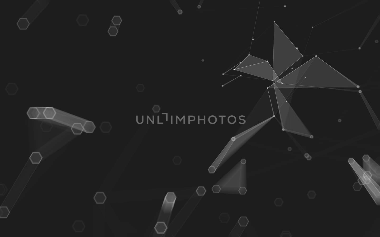 Abstract polygonal space low poly dark background with connecting dots and lines. Connection structure. 3d rendering