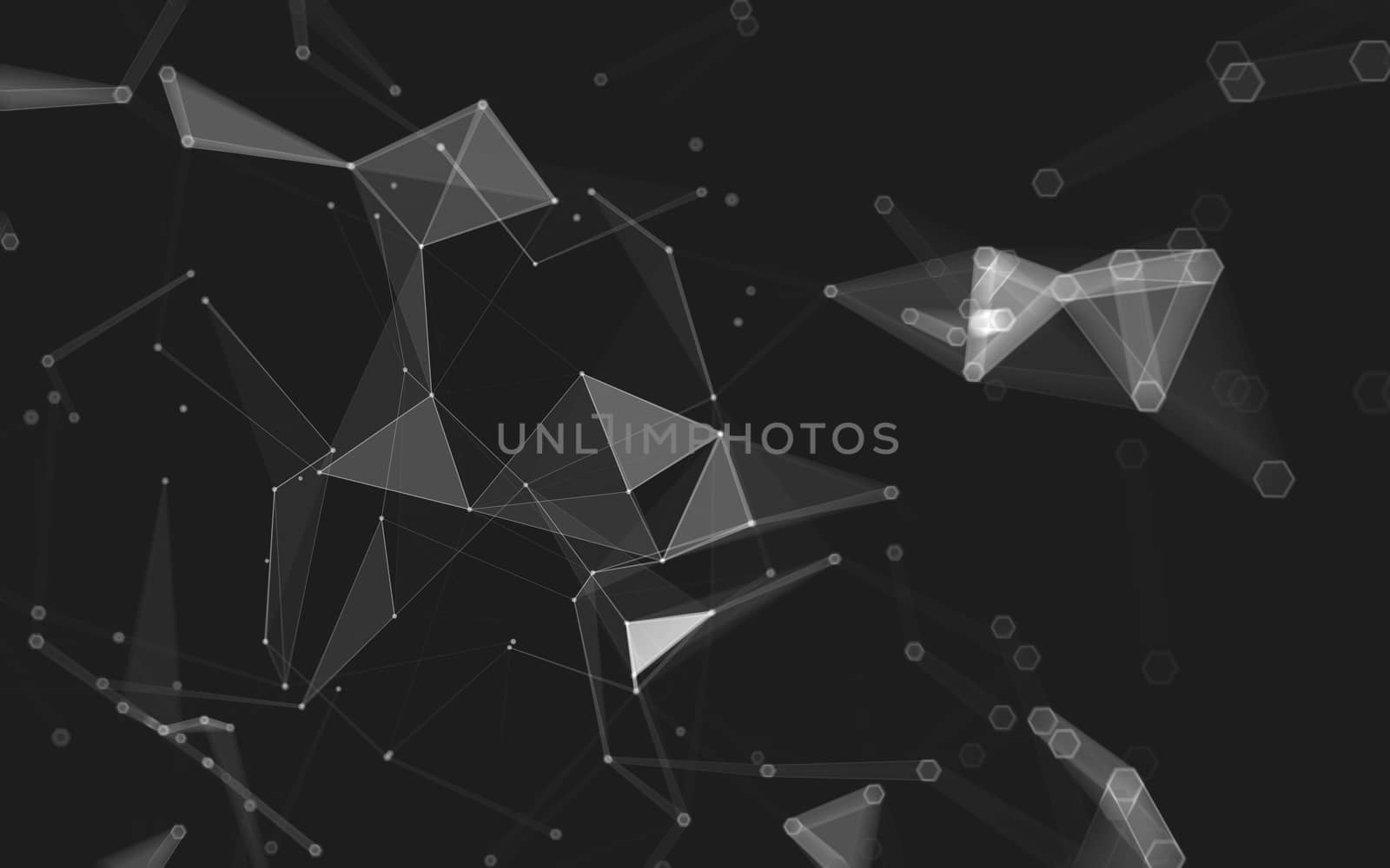 Abstract polygonal space low poly dark background with connecting dots and lines. Connection structure. 3d rendering