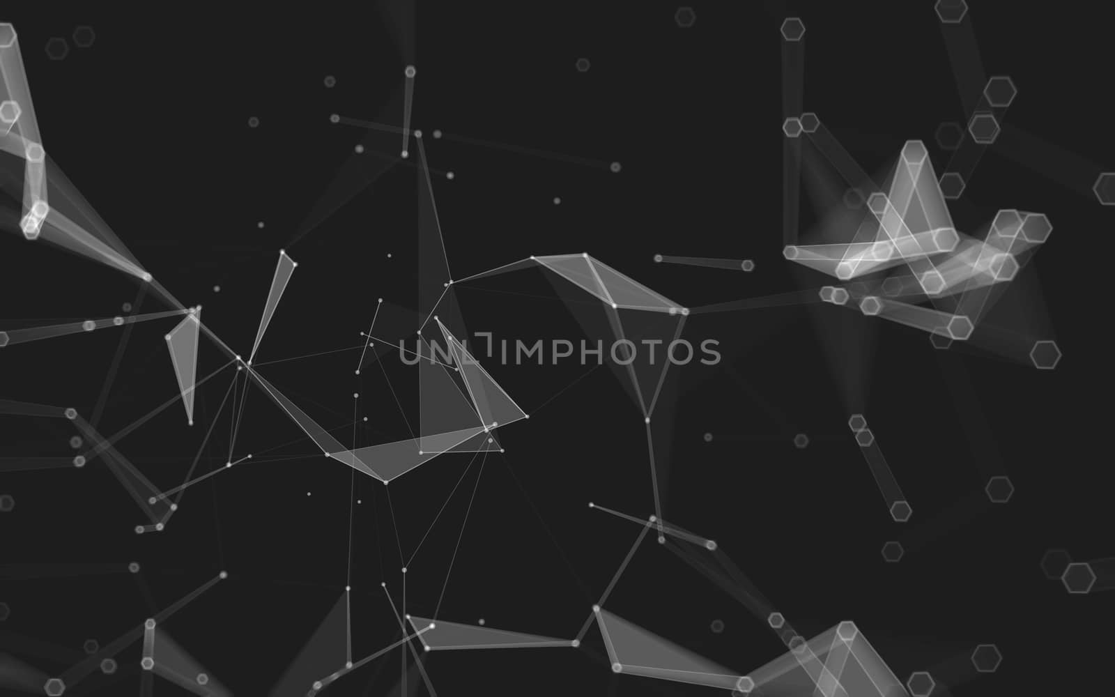 Abstract polygonal space low poly dark background with connecting dots and lines. Connection structure. 3d rendering