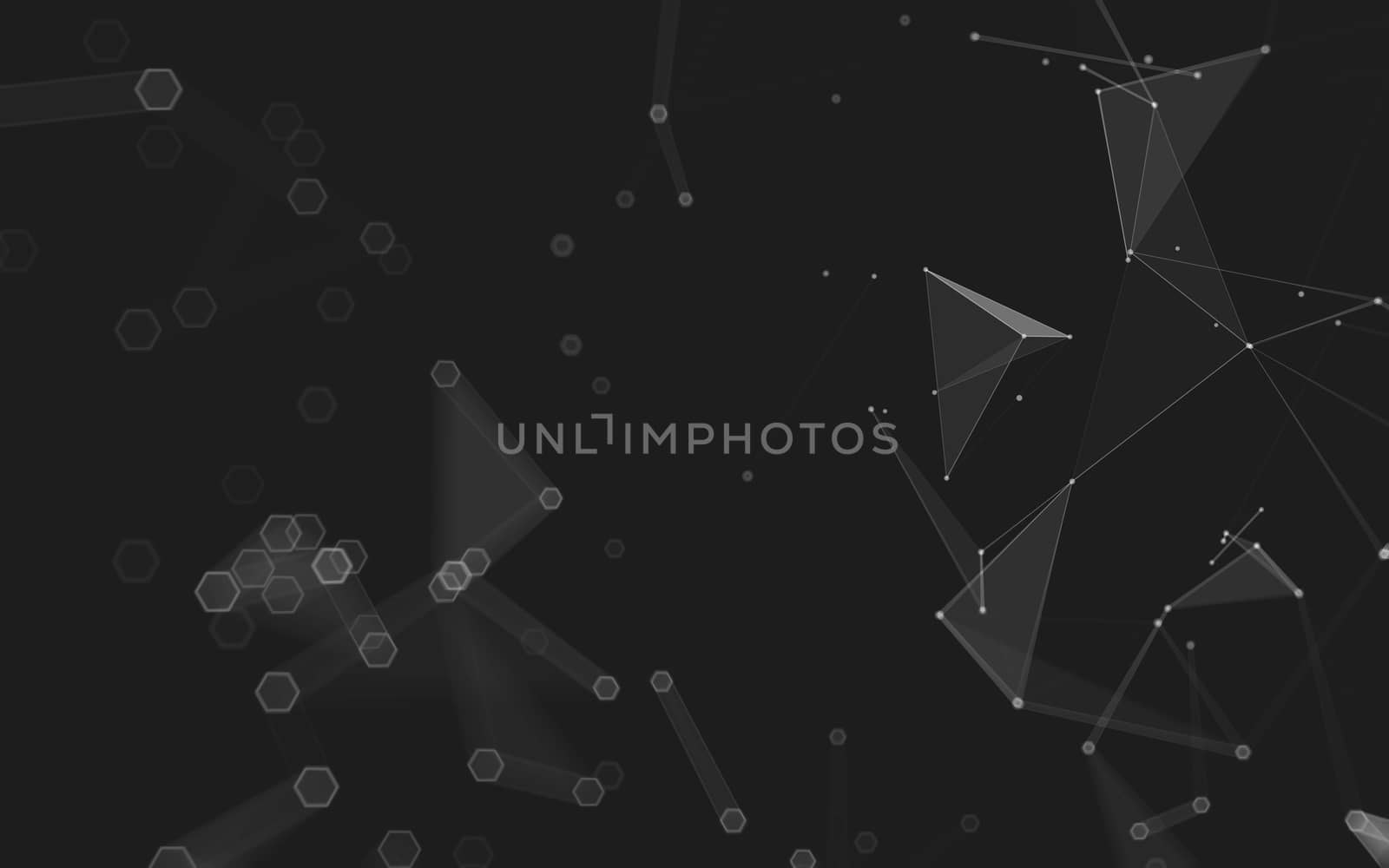 Abstract polygonal space low poly dark background with connecting dots and lines. Connection structure. 3d rendering