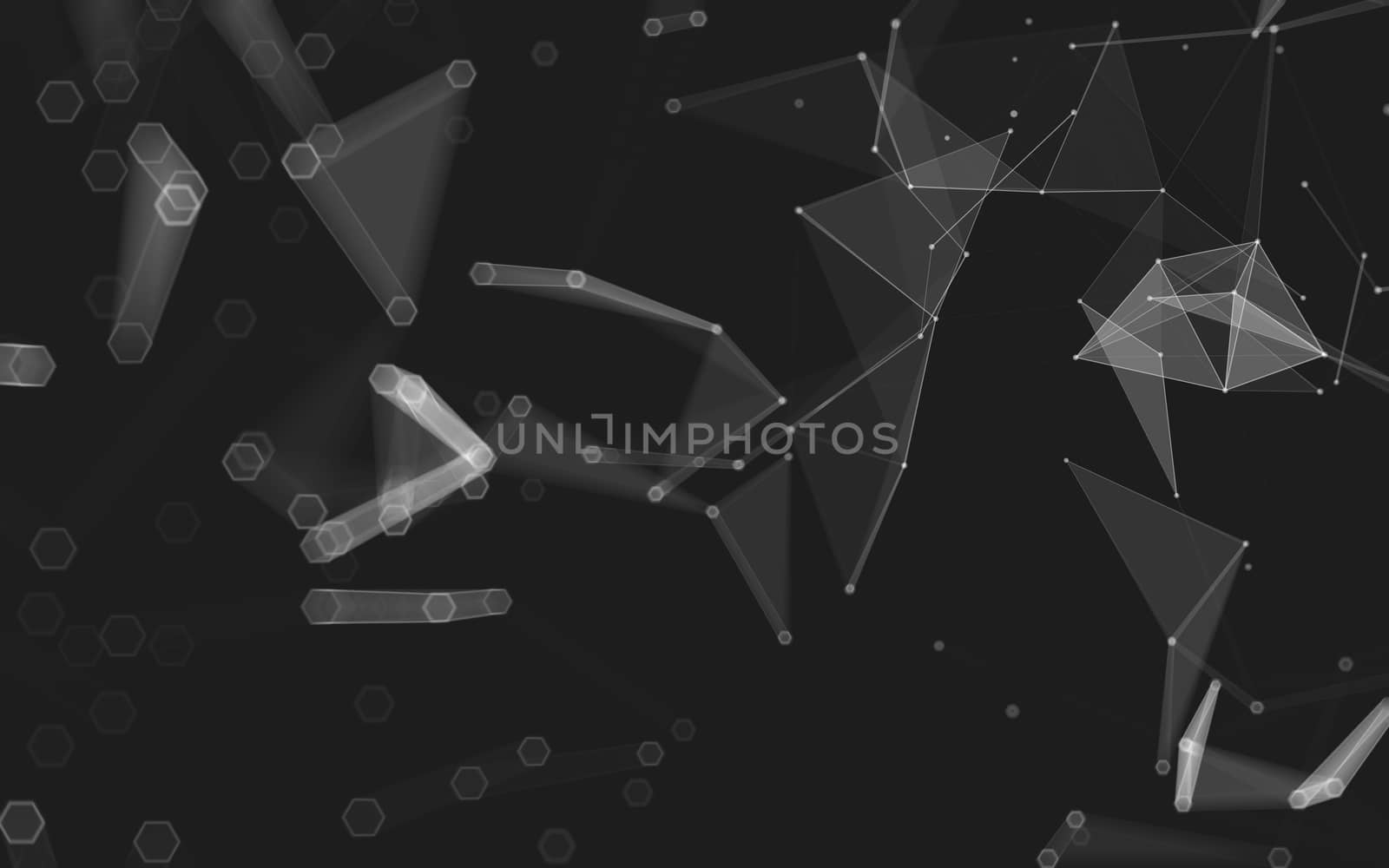 Abstract polygonal space low poly dark background with connecting dots and lines. Connection structure. 3d rendering