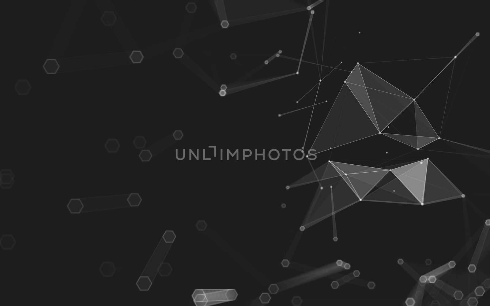 Abstract polygonal space low poly dark background with connecting dots and lines. Connection structure. 3d rendering