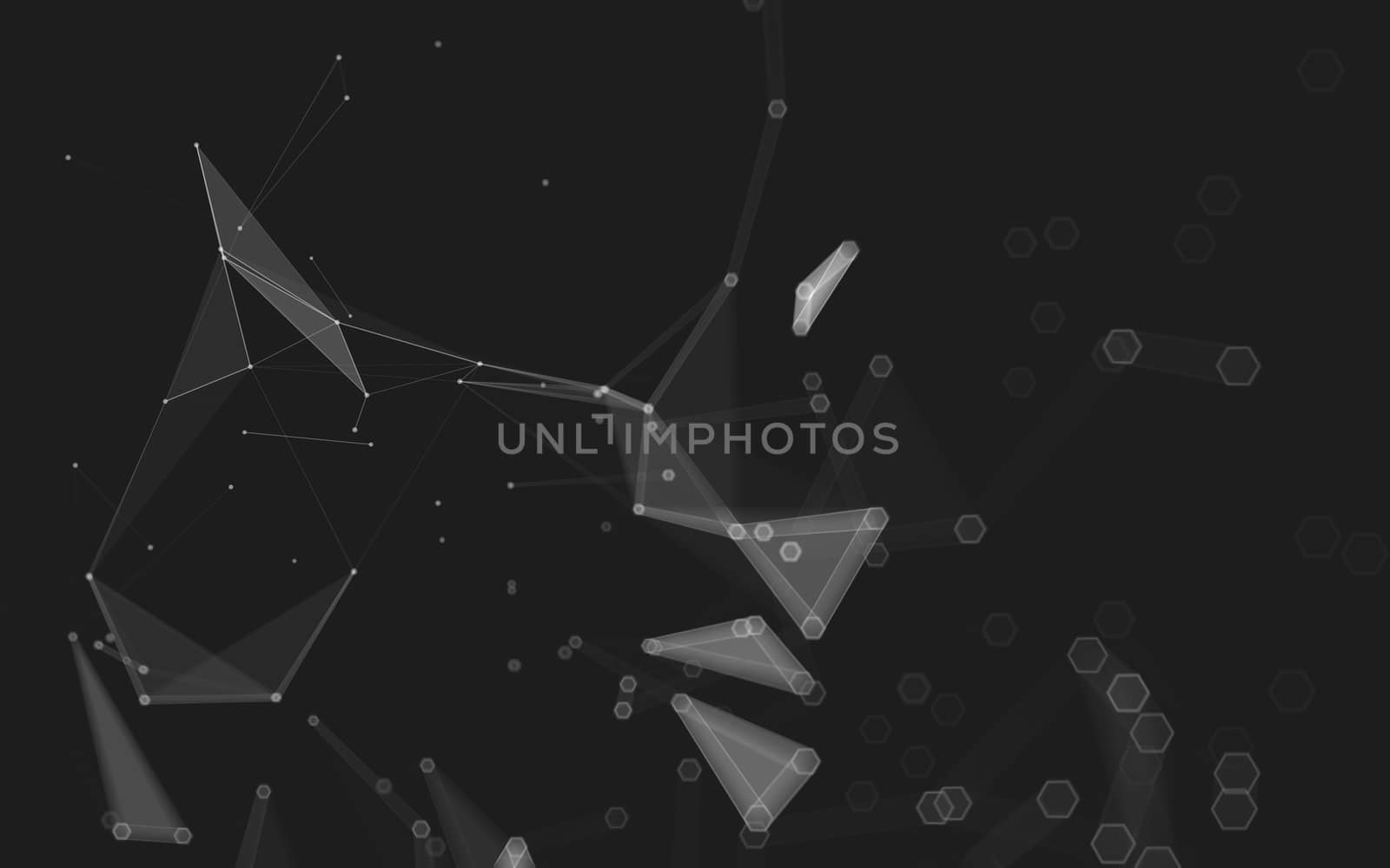 Abstract polygonal space low poly dark background with connecting dots and lines. Connection structure. 3d rendering