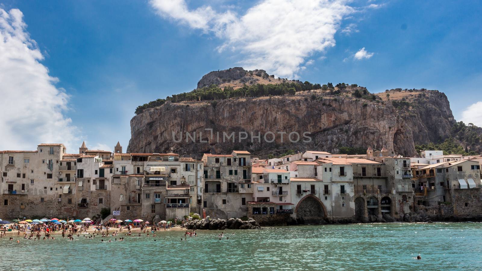 Cefalù - Italy. people at beach by alanstix64