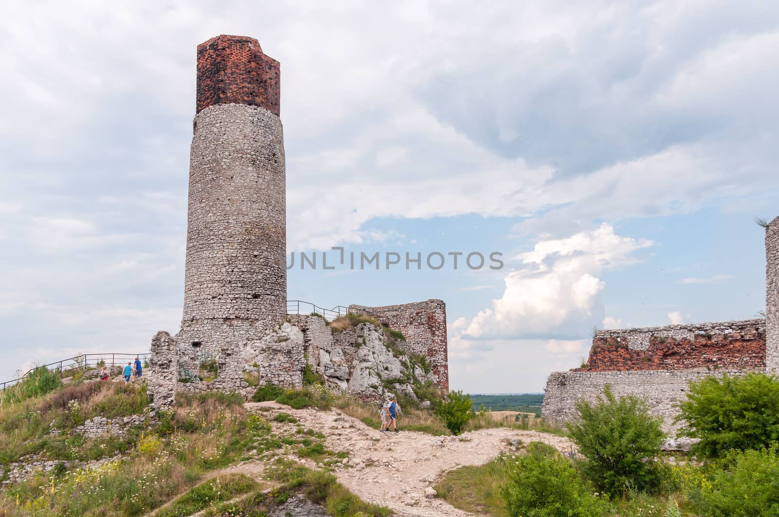 OLSZTYN, POLAND - July 6: The ruins of a 14th-century castle on July 6, 2014 in Olsztyn.  It belonged to a system of fortifications, built by King Kazimierz Wielki.