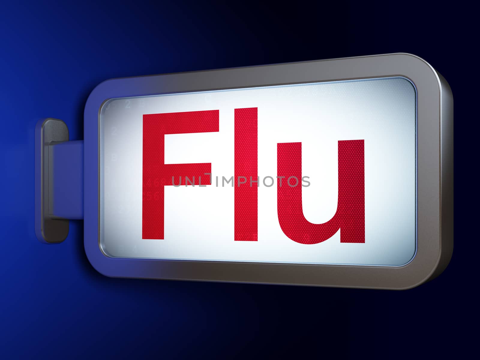 Medicine concept: Flu on advertising billboard background, 3D rendering