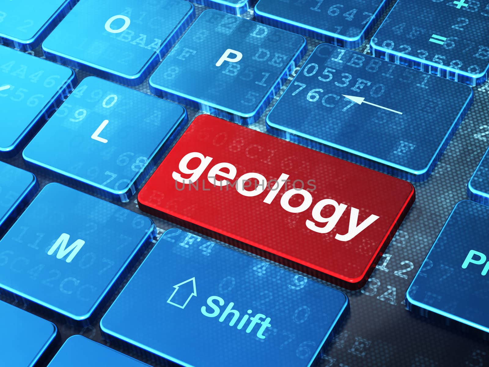Science concept: computer keyboard with word Geology on enter button background, 3D rendering