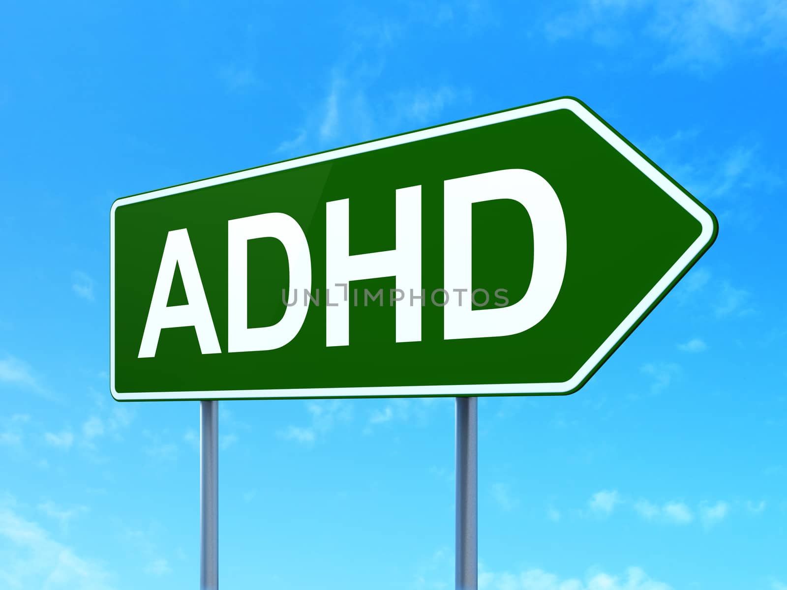 Healthcare concept: ADHD on road sign background by maxkabakov