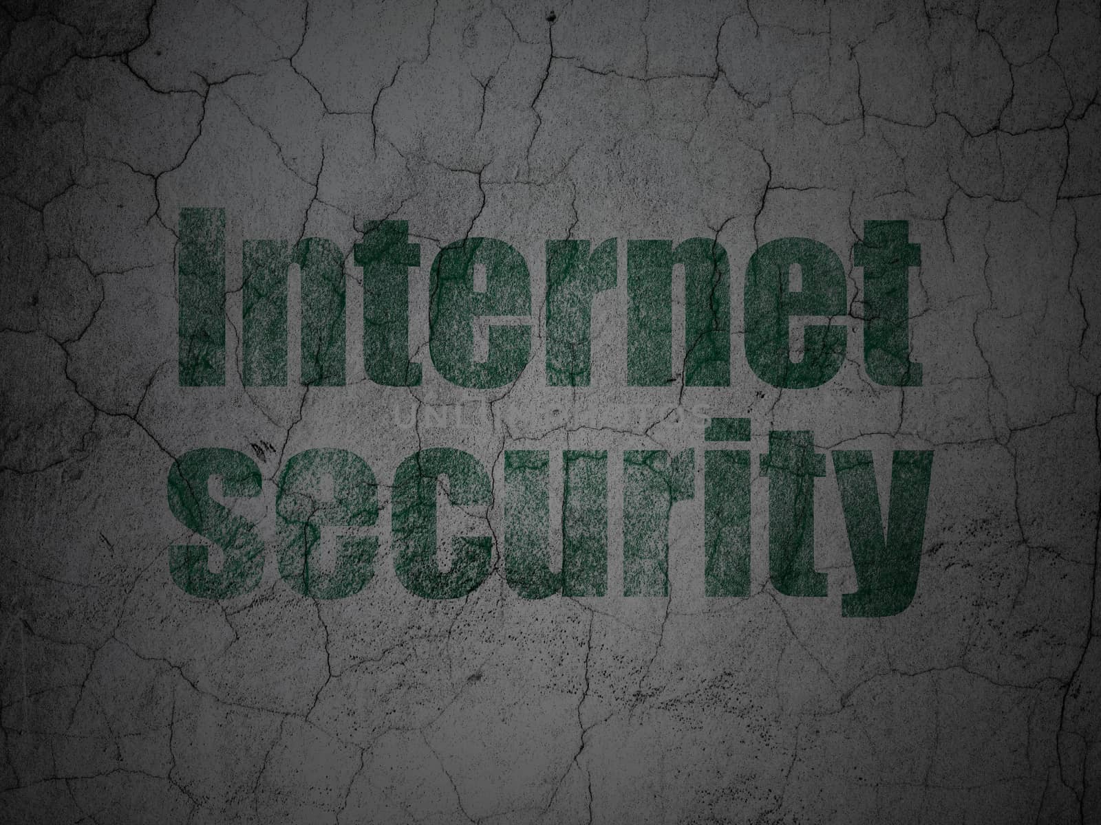 Protection concept: Green Internet Security on grunge textured concrete wall background