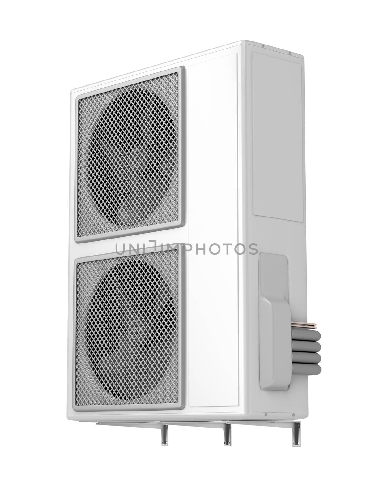 Outdoor unit of central air conditioner, isolated on white 