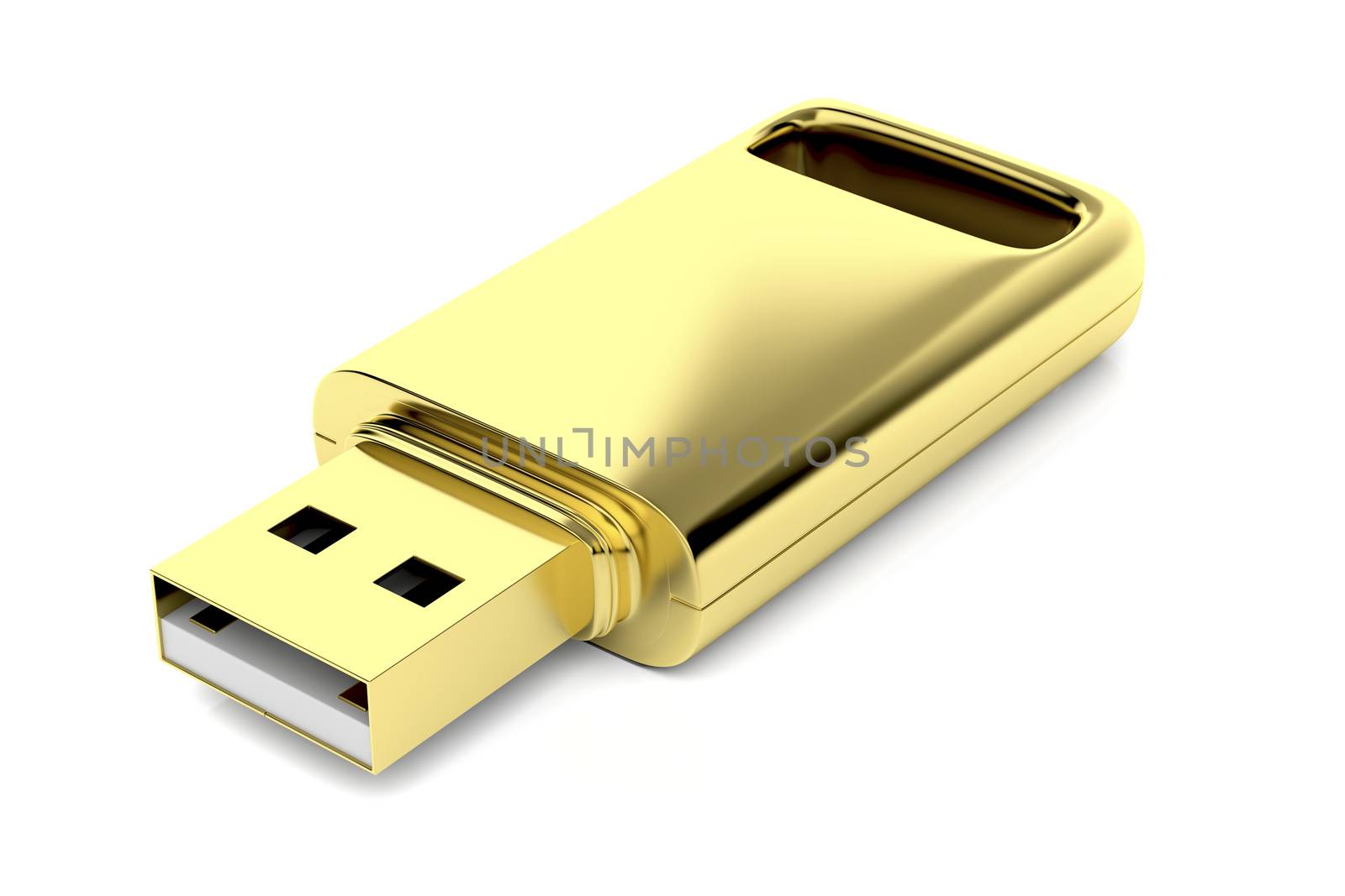 Luxury golden usb stick on white background 