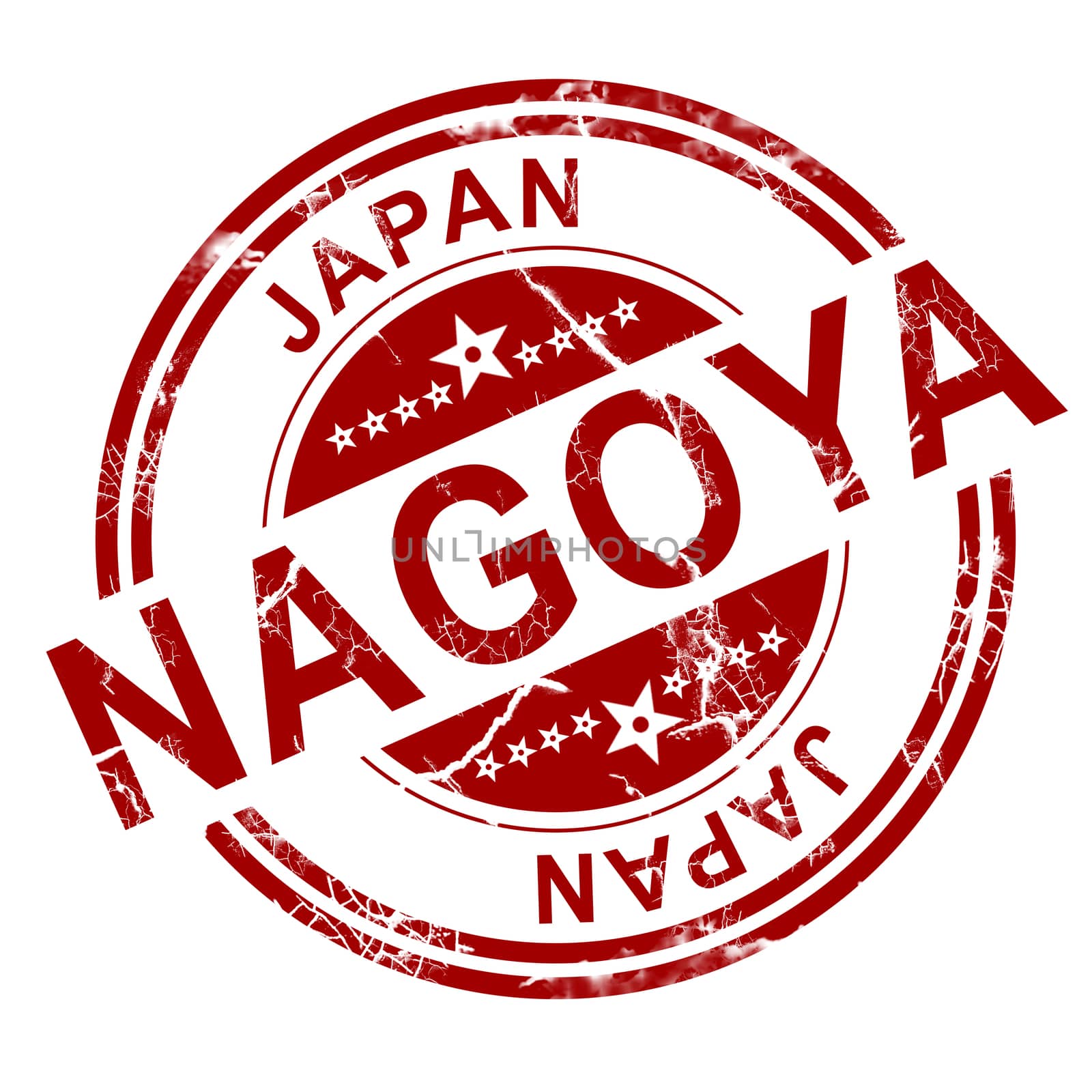 Red Nagoya stamp with white background, 3D rendering