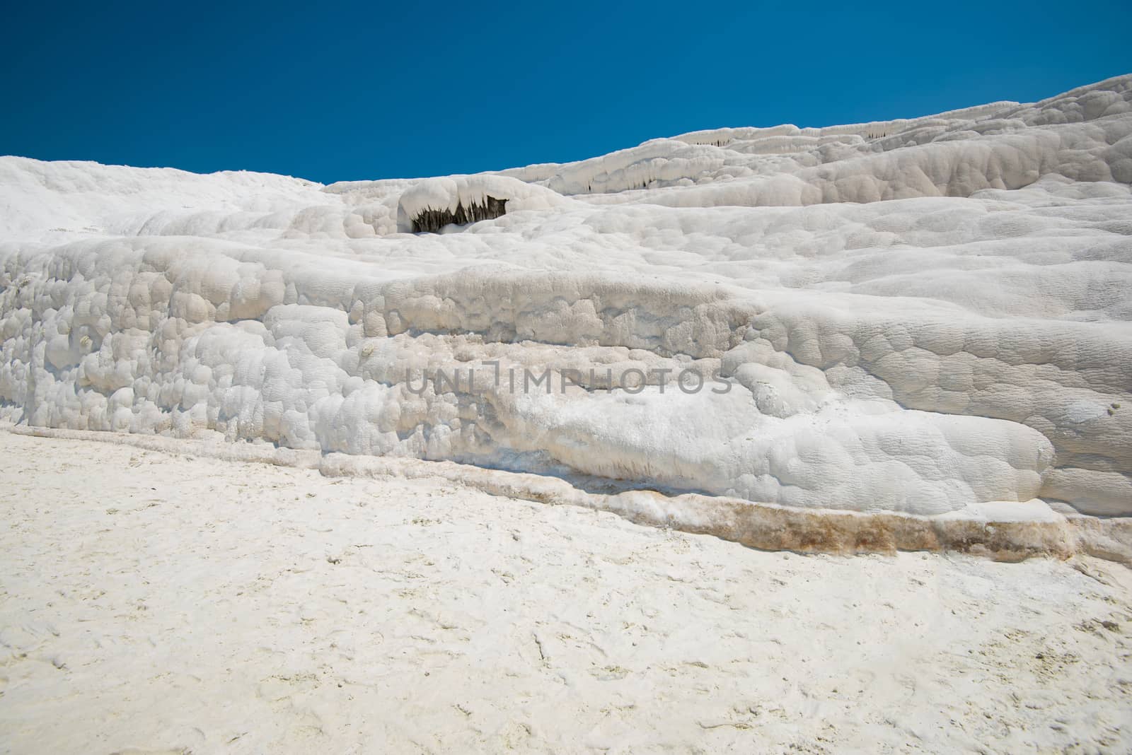 Pammukale, Turkey - July, 2015: panoramic view of Pammukale near modern turkey city Denizli