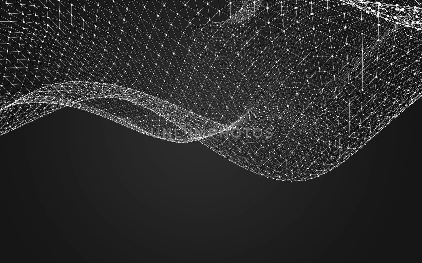 Abstract polygonal space low poly dark background with connecting dots and lines. Connection structure. 3d rendering