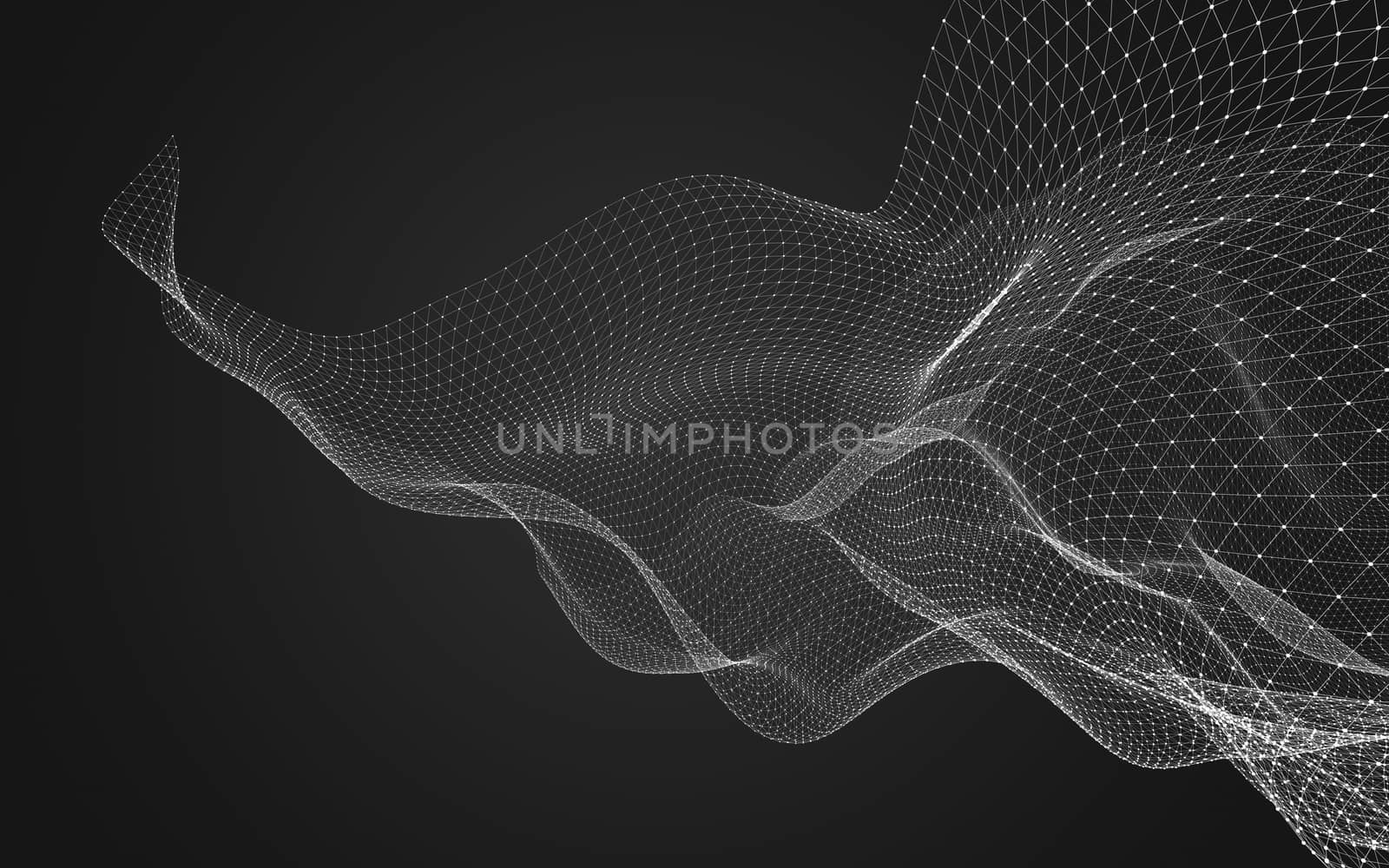 Abstract polygonal space low poly dark background with connecting dots and lines. Connection structure. 3d rendering