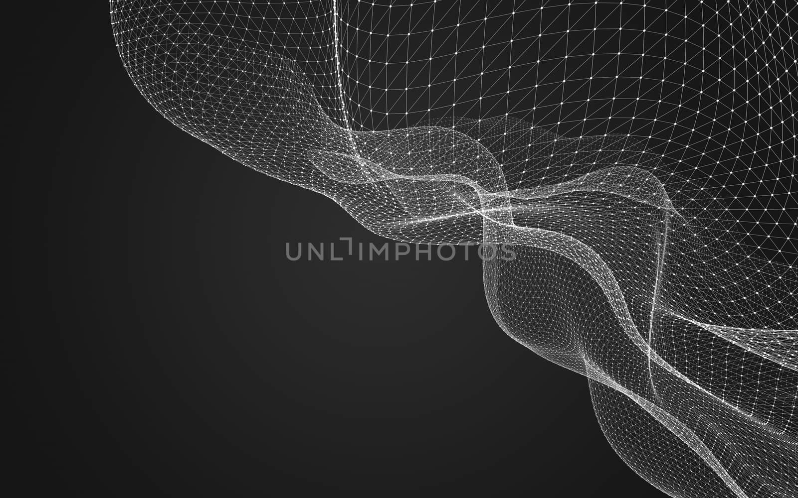 Abstract polygonal space low poly dark background with connecting dots and lines. Connection structure. 3d rendering