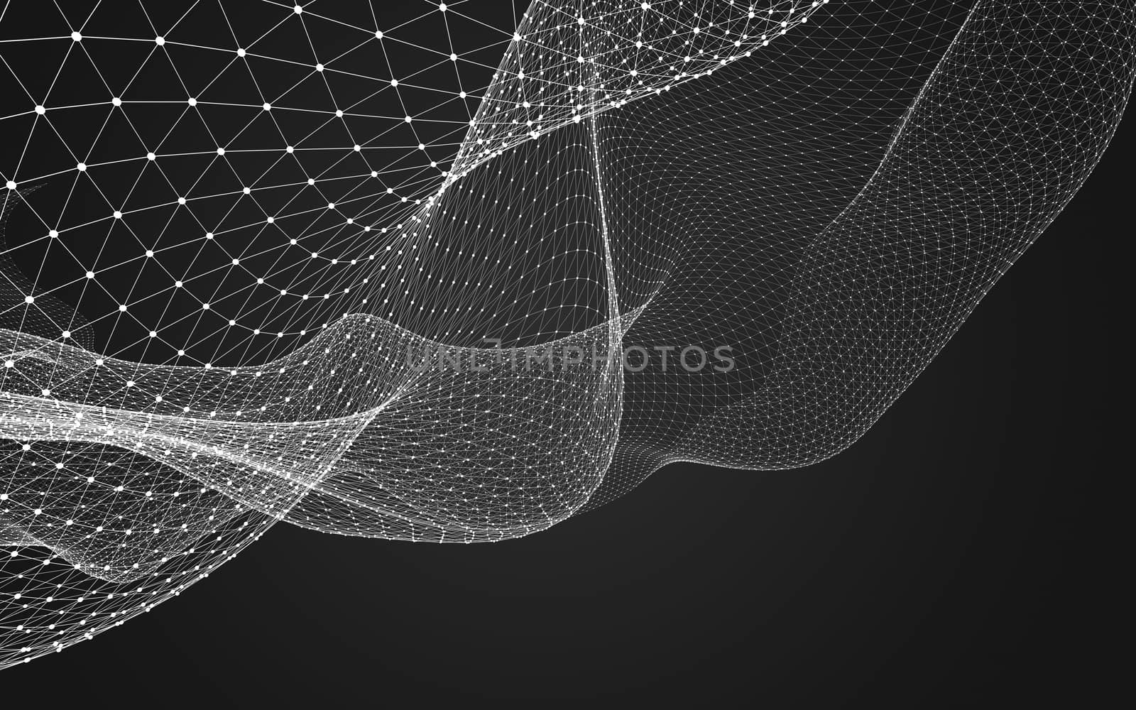 Abstract polygonal space low poly dark background with connecting dots and lines. Connection structure. 3d rendering