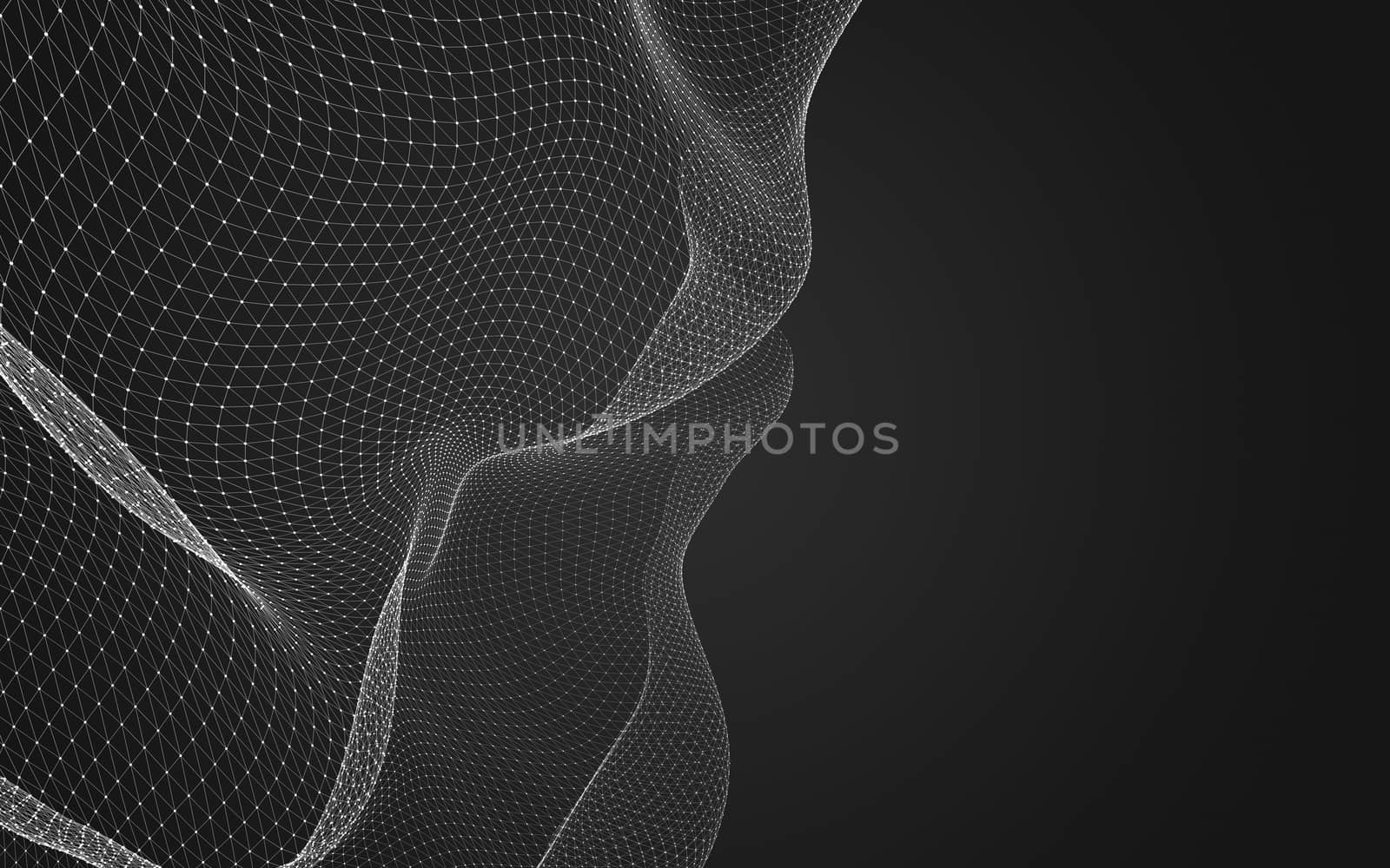 Abstract polygonal space low poly dark background with connecting dots and lines. Connection structure. 3d rendering