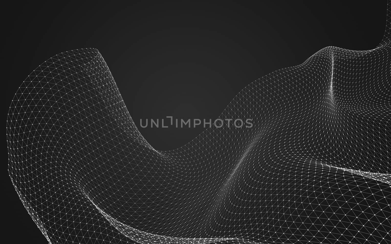 Abstract polygonal space low poly dark background with connecting dots and lines. Connection structure. 3d rendering