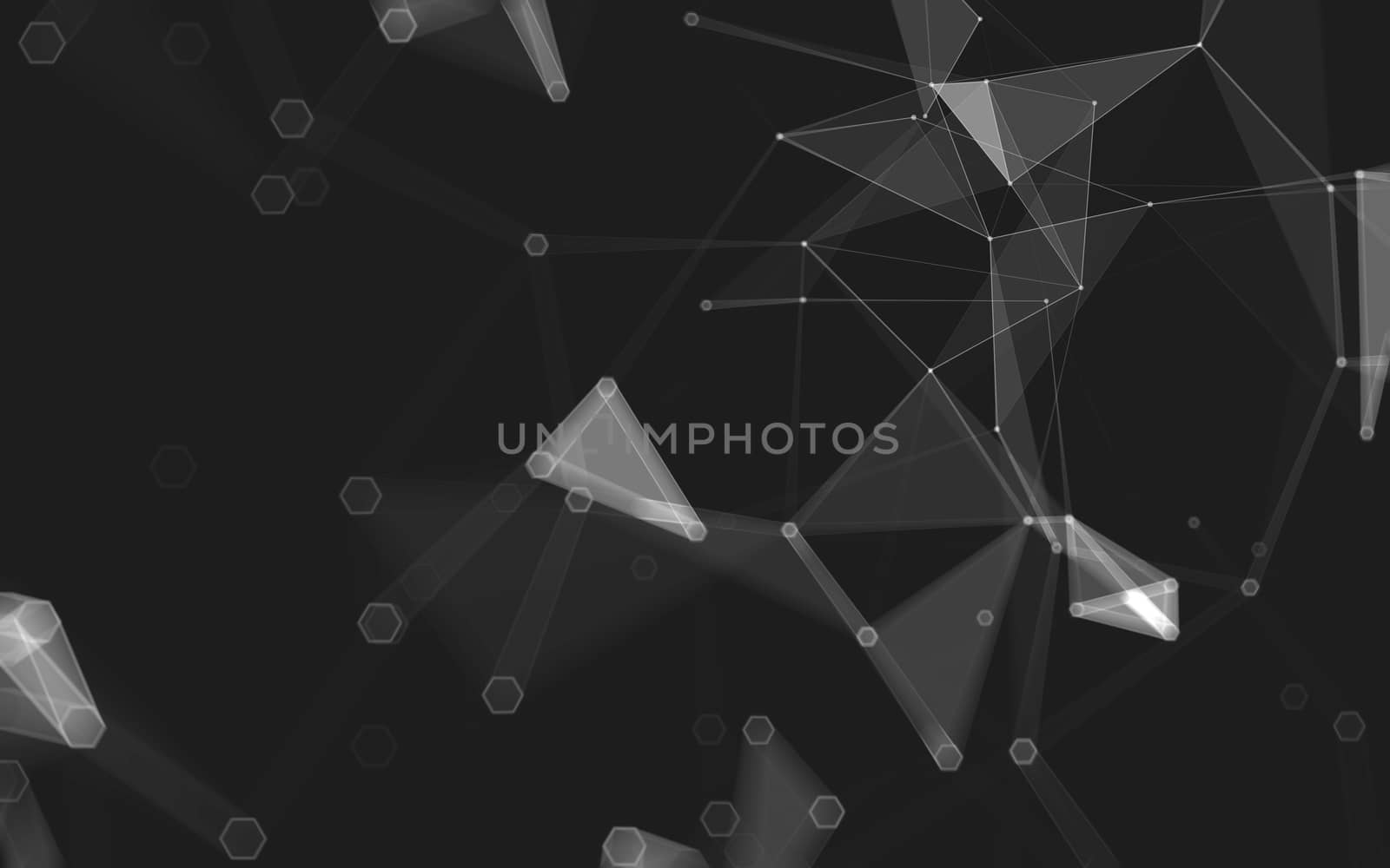 Abstract polygonal space low poly dark background with connecting dots and lines. Connection structure. 3d rendering