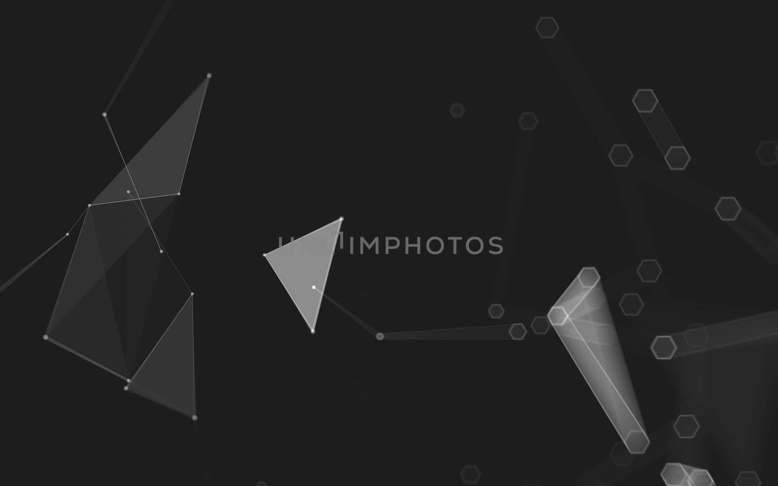 Abstract polygonal space low poly dark background with connecting dots and lines. Connection structure. 3d rendering