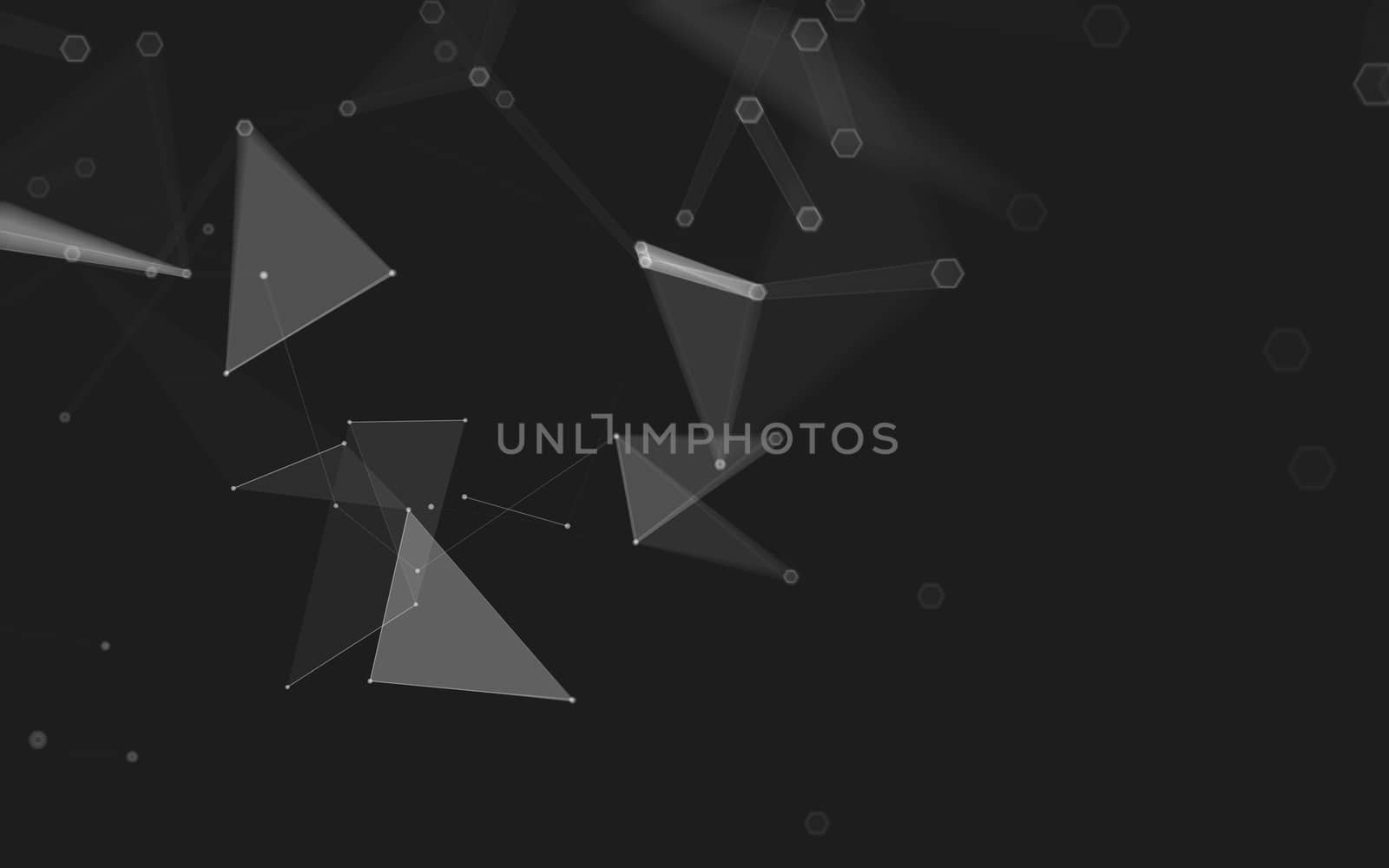 Abstract polygonal space low poly dark background with connecting dots and lines. Connection structure. 3d rendering