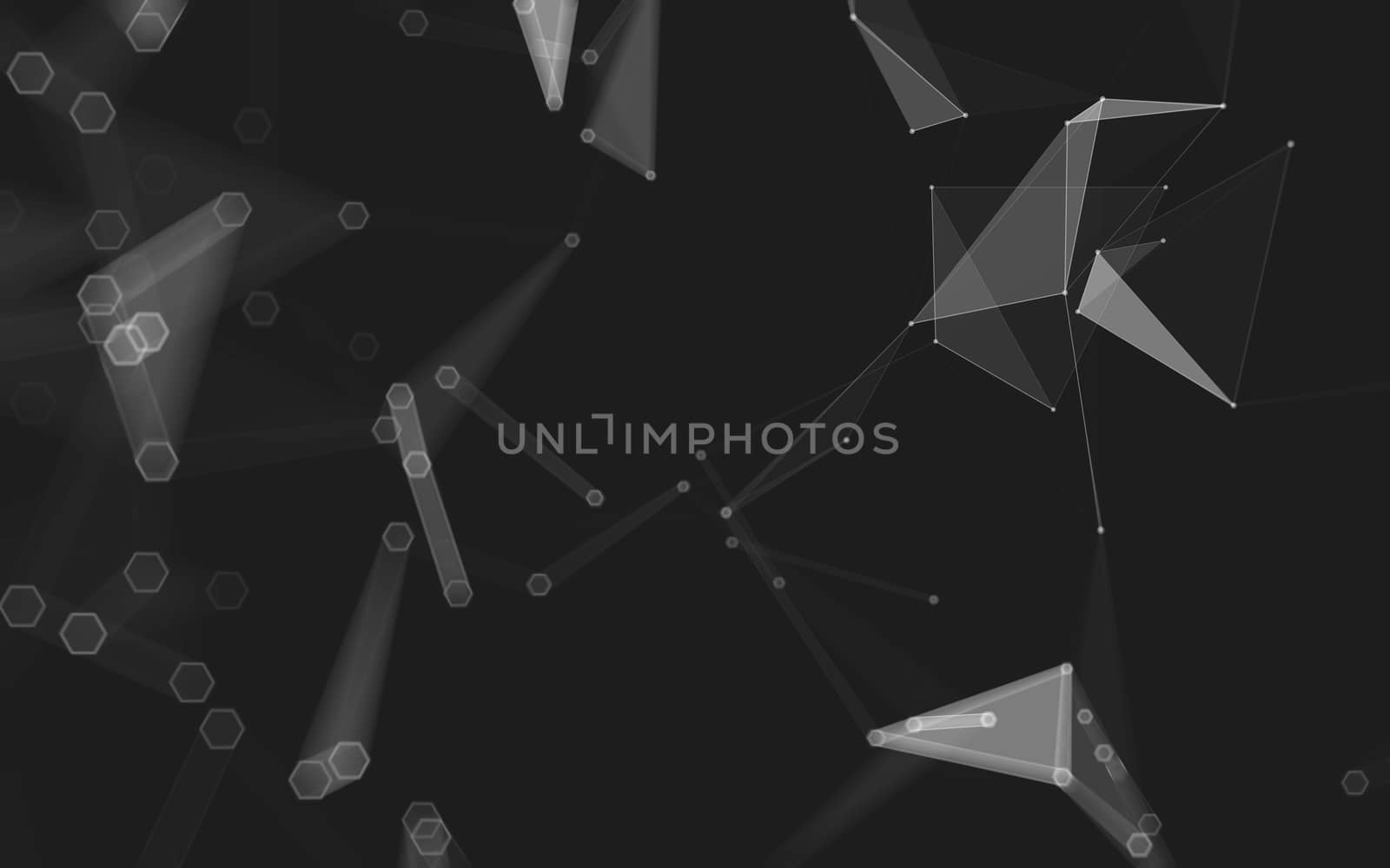 Abstract polygonal space low poly dark background with connecting dots and lines. Connection structure. 3d rendering