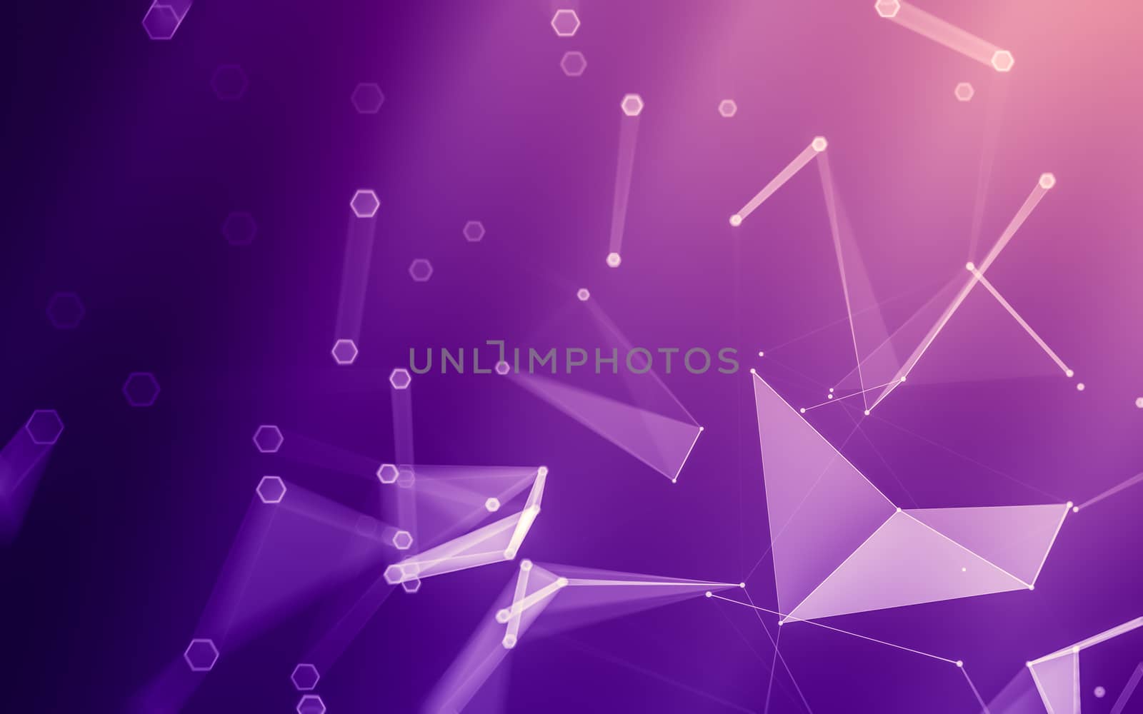 Abstract polygonal space low poly dark background with connecting dots and lines. Connection structure. 3d rendering