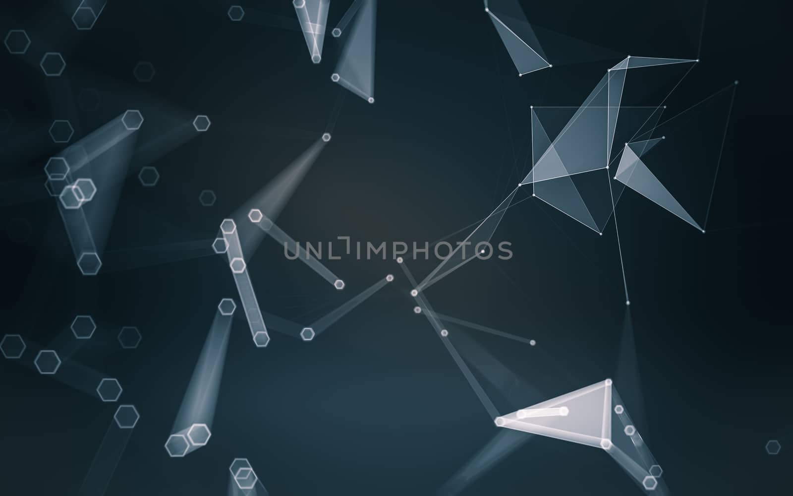 Abstract polygonal space low poly dark background with connecting dots and lines. Connection structure. 3d rendering