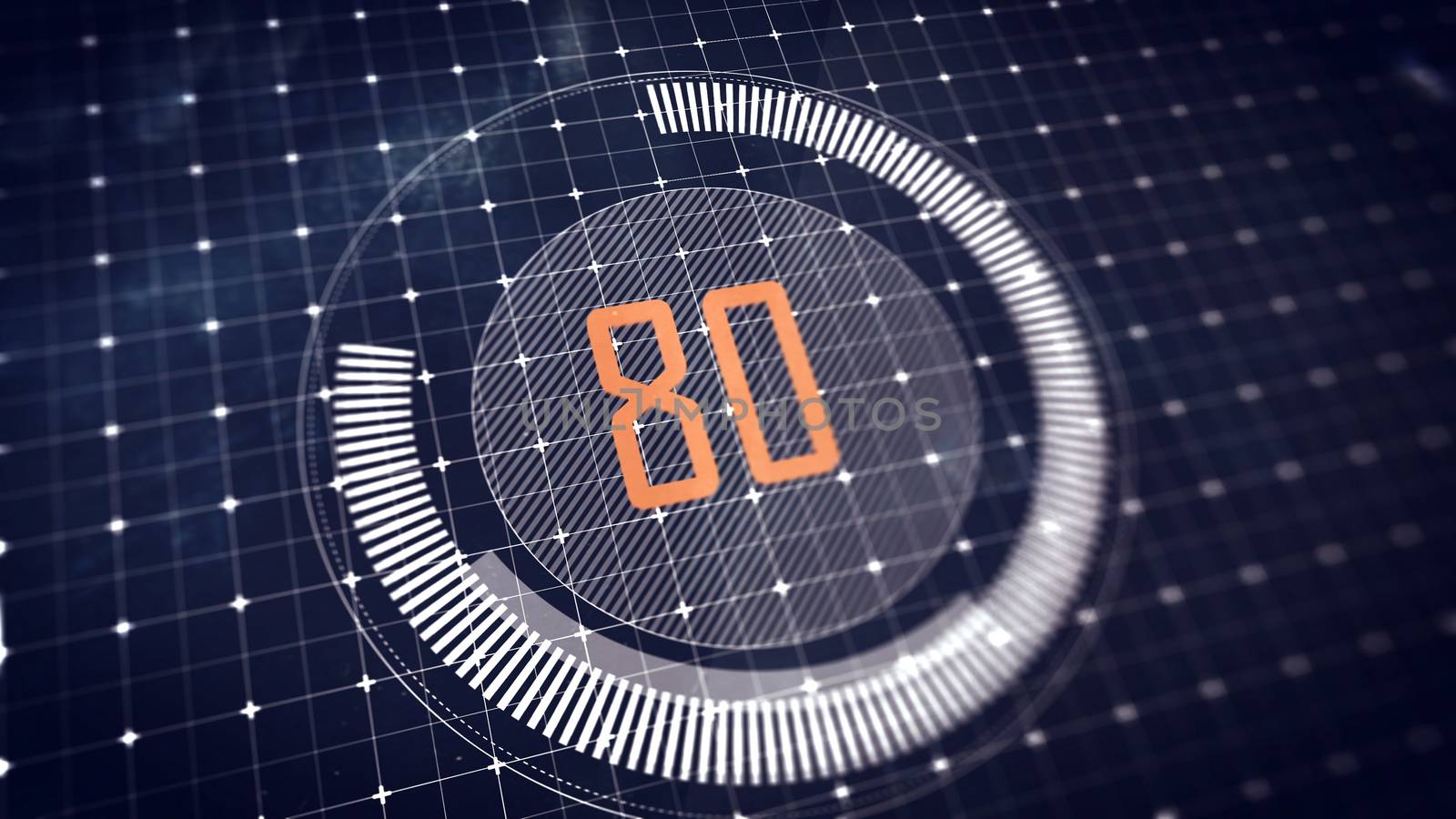 Preloader with the value of 80 percent on a touchscreen . DOF.